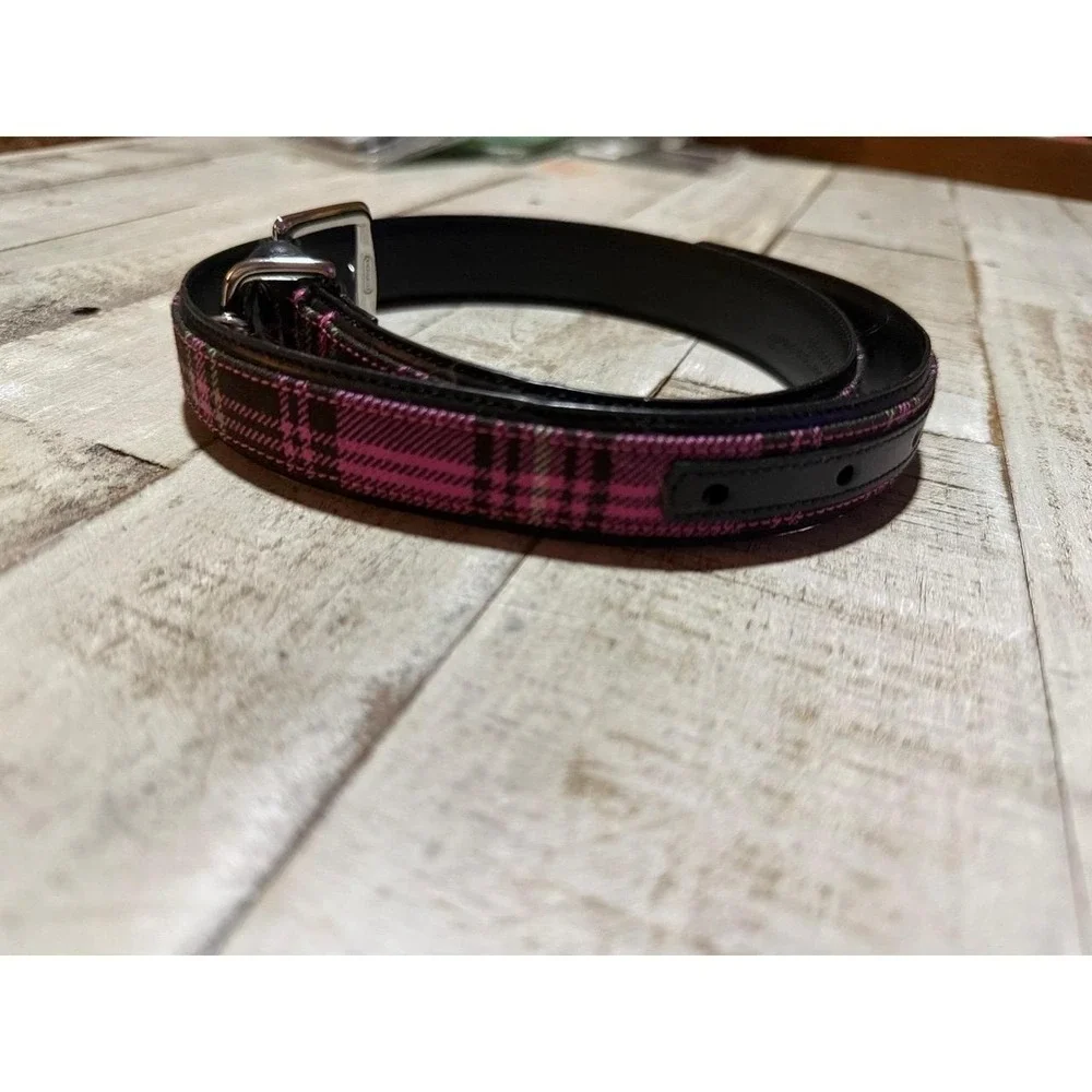 Y2K Coach tartan plaid leather dog collar